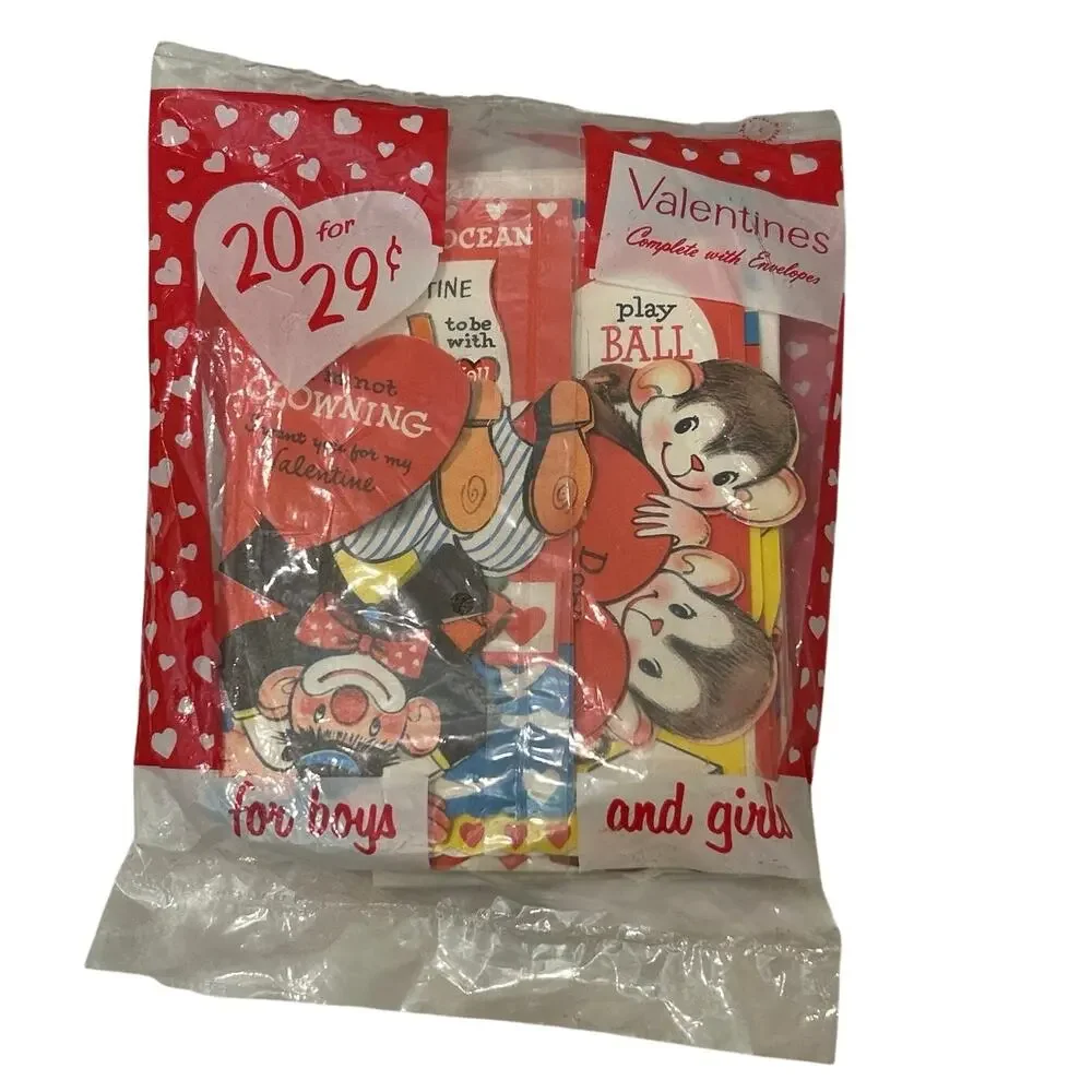 1950’s-1960’s Children’s Valentines Card Pack 20 Unopened Original Packaging NOS